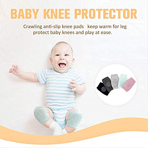 Baby Knee Pads for Crawling, Anti-Slip Padded Stretchable Elastic Cotton Soft Breathable Comfortable Knee Cap Elbow Safety Protector(Multicolour)