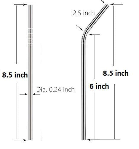 Pack of 4 Reusable Stainless Steel Metal Straws - (Straight) with Brush - Straws for Cold Drink Milk Shake Thick Shake