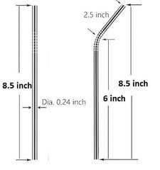 Pack of 4 Reusable Stainless Steel Metal Straws