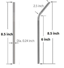 Pack of 4 Reusable Stainless Steel Metal Straws - (Straight) with Brush - Straws for Cold Drink Milk Shake Thick Shake