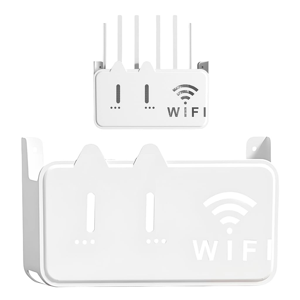 WiFi Router Shelf Storage Box, Wall Mount WiFi Router Stand Set Top Box Streaming Media Equipment Case, Set Top Box Shelf TV Wall Cabinet Living Room