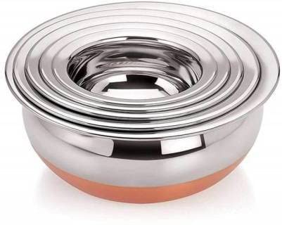 Stainless Steel Copper Bottom Kitchen Serving,Cooking Bowl Handi Set 5-Pieces Biryani Handi,Biryani, Punjabi Pot Pan Combo Handi Set 5 Piece