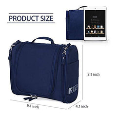Cosmetic Organizer Toiletry Bag with Hook Grooming Travel Kit Makeup Organizer Case for Men and Women Cosmetic Storage Pouch (Navy Blue)