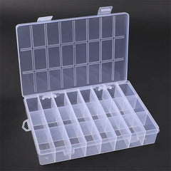 24 Grids Clear Plastic Organizer Box, BUG HULL Craft Storage Container Jewelry Box with Adjustable Dividers for Beads Art DIY Crafts Jewelry Fishing Tackle Metal Parts Accessories Screws Button