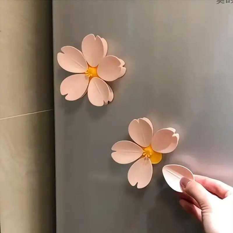 2-in-1 Sakura Food Bag Clip & Fridge Magnets, 3D Plastic Flower Snack Sealing Clip, Creative Dual Use for Kitchen, Home & Office Decor (Pink)