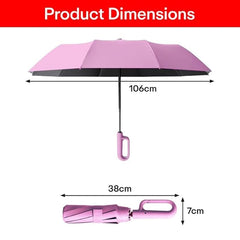 Umbrella for Men Women || Folding Umbrella With Carabiner Handle || 10 Reinforced Ribles || Windproof and Sunproof || Auto Umbrella Big Size for Men/Women/Kids (Pink)