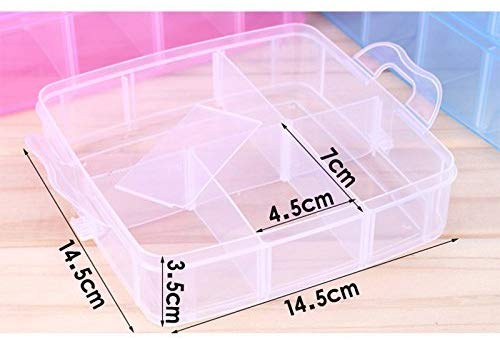 Plastic 3 Tier Stackable Adjustable 18 Compartment Slot Snap-Lock Bead Craft Jewellery Tool Organiser (White)