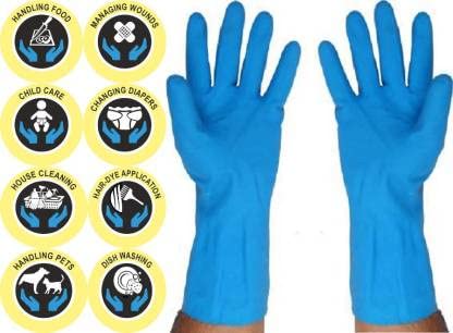 Cleaning Gloves | Reusable Heavy Duty Rubber Gloves for Household Cleaning, Dish Washing, Gardening & Car Washing | Blue (Pack of 2)