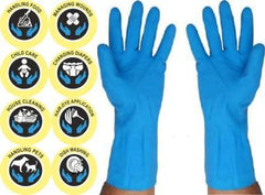 Cleaning Gloves | Reusable Heavy Duty Rubber Gloves for Household Cleaning, Dish Washing, Gardening & Car Washing | Blue (Pack of 2)
