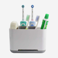 Razor Shaving Kit and Toiletries Cosmetics Organizer,Toothbrush Caddy, Bathroom Toothbrush Toothpaste Tube Holders Organizer Container Stand Storage Box for Easy-Store (Grey)