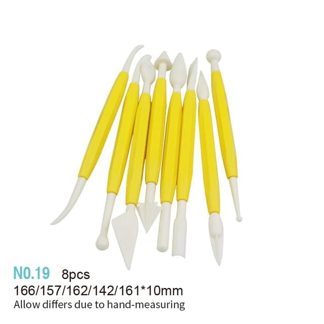 Package of 8 with 16 Different Shapes Exclusive Modeling Set for Fondant Gum Paste Sugar Craft and Cake Decoration Clay Modelling Tools Set, multi color