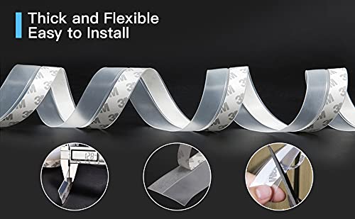 Silicone Door Seal Strips, Soundproof Weather Stripping Windproof Door, Self Adhesive Sealing Sticker for Window Gaps, Insect, Bottom of Side Door Tape for Home (3 Meter,White)
