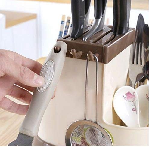 Plastic Multi Functional Chopsticks Holder Kitchen's Spoons, Knife & Other Cutlery Storage Holder Stand with Removable Draining Tray