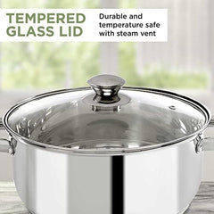 Stainless Steel Dutch Oven with Lid | Kitchen Cooking and Serving Bowl Set | (Non-Stick, Induction Bottom) - Silver (1 Liter)