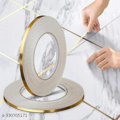 Tile stickers for flooring, tiles gap tape waterproof filling sticker,Self-Adhesive ceramic,marble Wall & Floor Decor gold Tape (1 cm * 50 Meter)