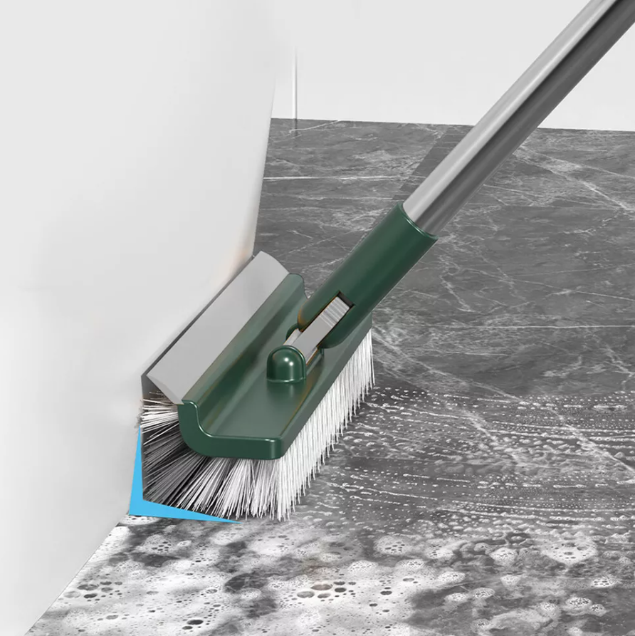 3 in 1 Multifunctional Floor Scrub Brush with Long Handle180°Rotating Stiff Bristle Scrape Brush for Cleaning Wall Corner Patio Bathroom Garage Kitchen Wall Deck Tub Tile (White)