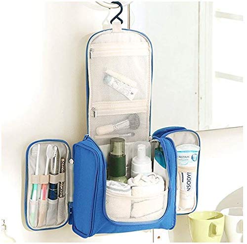 Multi Functional Travel Organizer Accessory Toiletry Cosmetics Bag Makeup or Shaving Kit Pouch Hanging Toiletry Bag Travel Organizer (Blue)