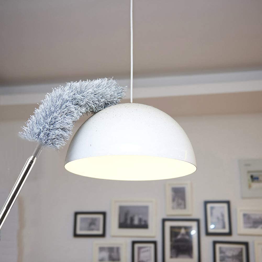 Microfiber Feather Duster Bendable & Extendable Fan Cleaning Duster with 100 inches Expandable Pole Handle Washable Duster for High Ceiling Fans,Window Blinds, Furniture