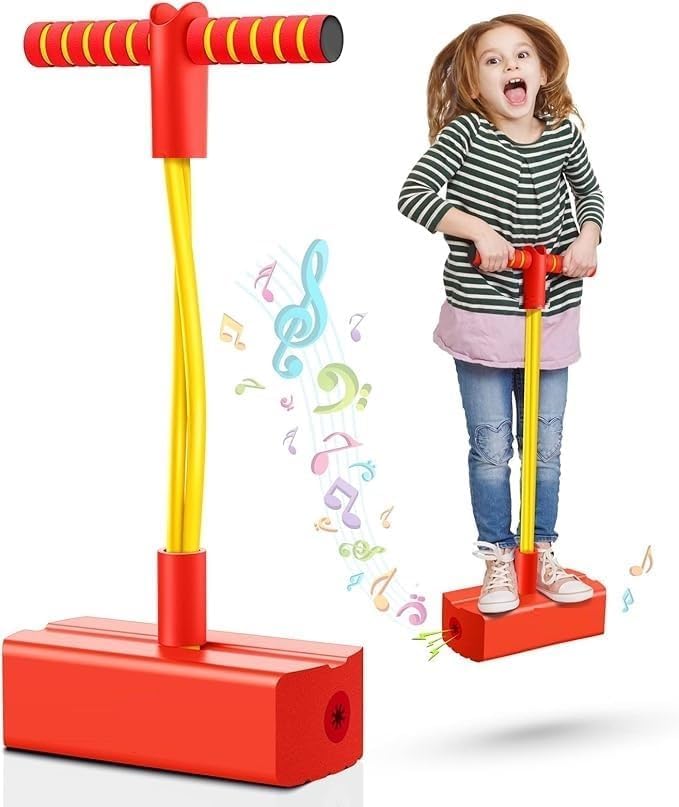 Pogo Stick Toys for Boys Girls, Indoor & Outdoor Bouncing Jumper for Toddlers Age 3 and Up Garden Toys, Safe & Durable Foam Bungee Jumping Stick Makes Squeaky Sounds Improves Balance