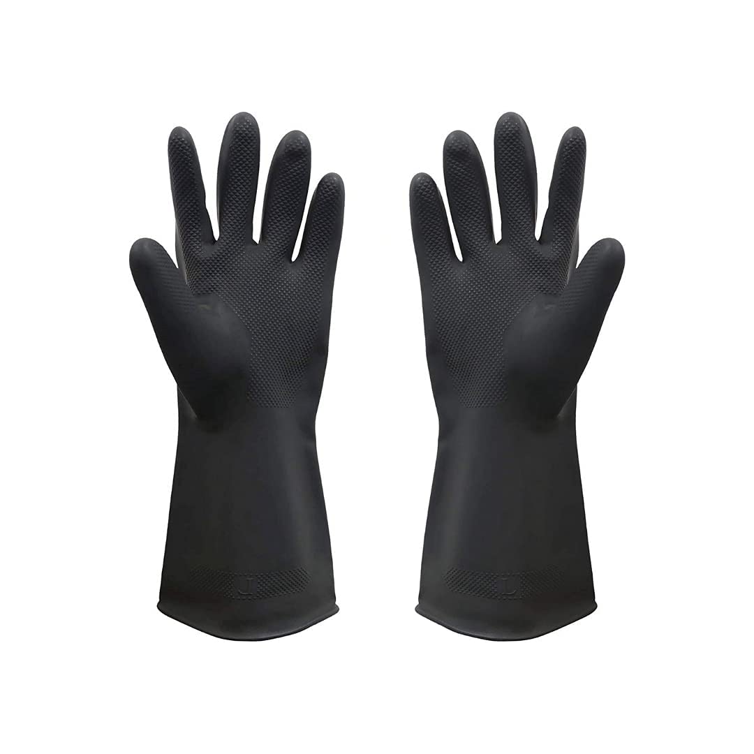 Rubber Cleaning Gloves | Reusable Gloves for Cleaning | Chemicals & Detergents Resistant | Pack of 2 |Heavy Duty Hand Gloves|Hand Gloves for Dish Washing, Gardening & Cleaning