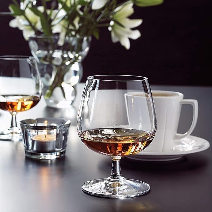 Italian Premium Classic Crystal Brandy Glass Set of 6, 250 ML Wine Glass Ideal for White or Red Wine Glasses Whiskey Glasses Mojito, Cocktail Glasses, Bar Accessories Ultra-Thin Small