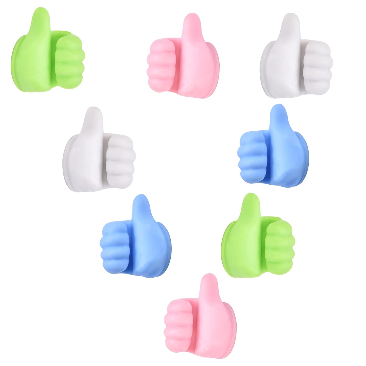 Self Adhesive Thumb Wall Hooks for Hanging Cable Organizer Clips No Punching Key Hook Holder Wall Hangers Multifunctional Utility Silicone Hooks Desk Wire Management, Random Color 12Pc