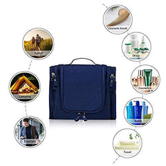 Nylon Multifunctional Travel Pouch Bag Extra Large Makeup Organiser with Hook (Navy Blue) 23.11x10.41x20.57 cm