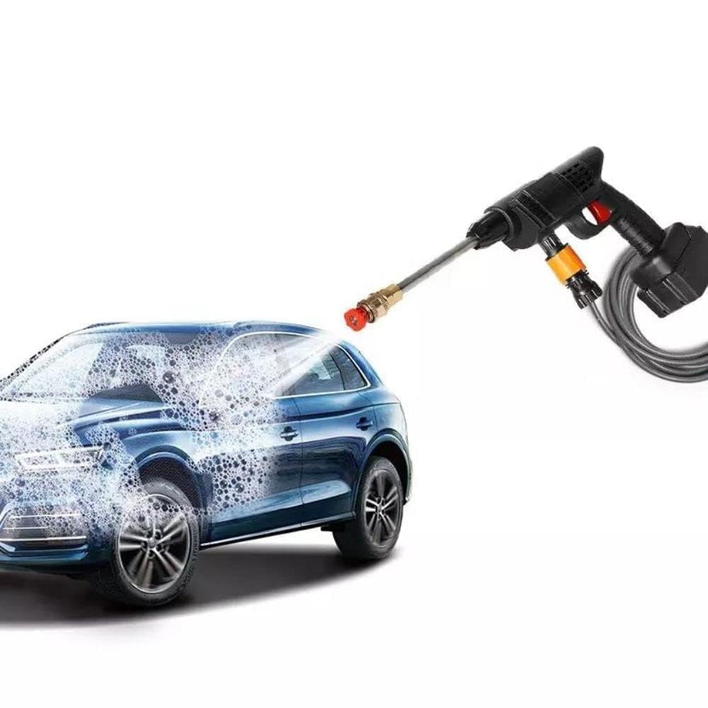 (Double Battery) Cordless Portable Wireless Pressure Washer Gun 48V 12000mAh High Pressure Water Gun for Car Wash and Bike Cleaning with Adjustable Nozzle and 5M Hose Pipe