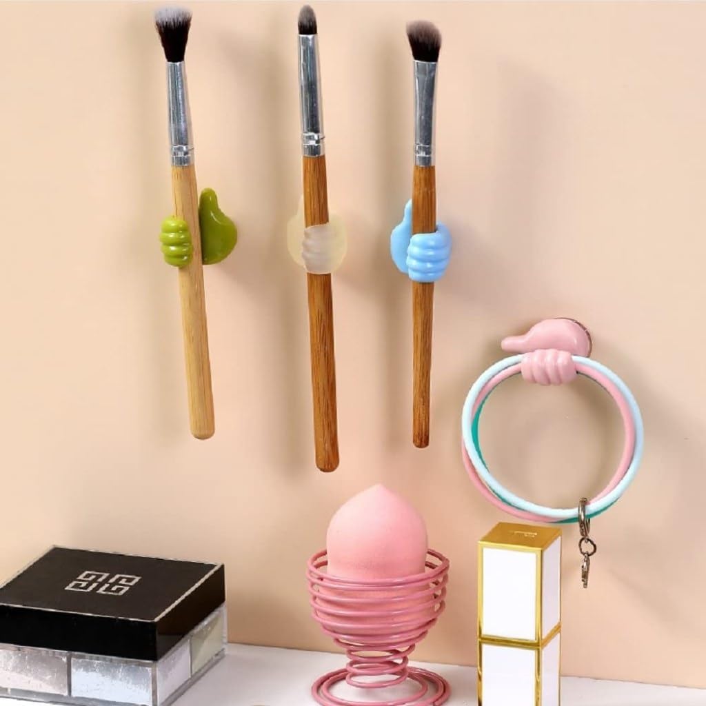 Self Adhesive Thumb Wall Hooks for Hanging Cable Organizer Clips No Punching Key Hook Holder Wall Hangers Multifunctional Utility Silicone Hooks Desk Wire Management, Random Color 12Pc