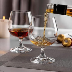 Italian Premium Classic Crystal Brandy Glass Set of 6, 250 ML Wine Glass Ideal for White or Red Wine Glasses Whiskey Glasses Mojito, Cocktail Glasses, Bar Accessories Ultra-Thin Small