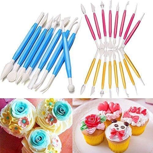 Package of 8 with 16 Different Shapes Exclusive Modeling Set for Fondant Gum Paste Sugar Craft and Cake Decoration Clay Modelling Tools Set, multi color