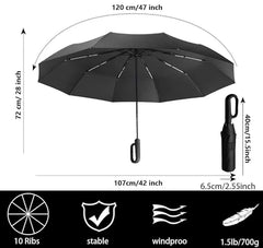 Umbrella for Men Women || Folding Umbrella With Carabiner Handle (Black)