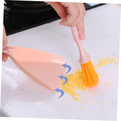 Plastic Corners & Edges Dust Multipurpose Use Cleaning Brush for Window Frame, Keyboard with Mini Dustpan, 2-Pieces