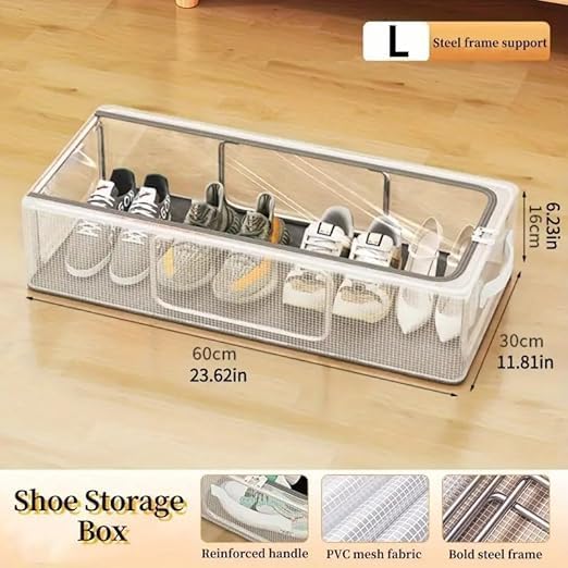 Clear Foldable Shoe Bag | Shoe Box Organizer | Transparent Shoe Rack | Dustproof Shoe Cover | Space-Saving Sneaker Box | Foldable & Easy to Clean | Storage Organizer Rack (1, Big)