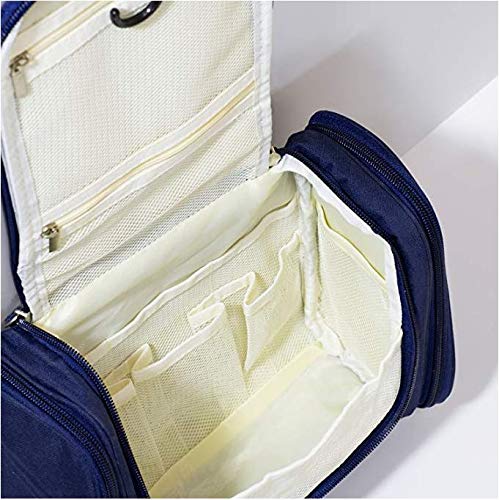 Nylon Multifunctional Travel Pouch Bag Extra Large Makeup Organiser with Hook (Navy Blue) 23.11x10.41x20.57 cm