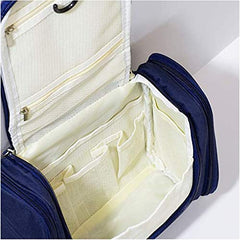 Nylon Multifunctional Travel Pouch Bag Extra Large Makeup Organiser with Hook (Navy Blue) 23.11x10.41x20.57 cm