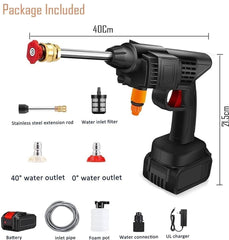 (Double Battery) Cordless Portable Wireless Pressure Washer Gun 48V 12000mAh High Pressure Water Gun for Car Wash and Bike Cleaning with Adjustable Nozzle and 5M Hose Pipe