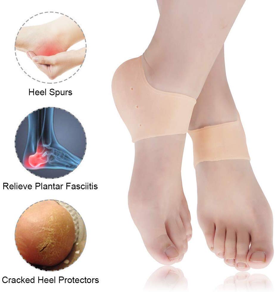Half Heel Socks Anti Crack Silicon Gel Heel And Foot Protector Moisturizing Socks for Foot Care, Pain Relief And Heel Cracks Free Size For Men And Women - Free Size (1 Pair)