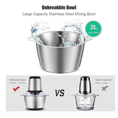 Stainless Steel Electric Meat Grinders with Bowl for Heavy Kitchen Food Chopper(2 Liter)