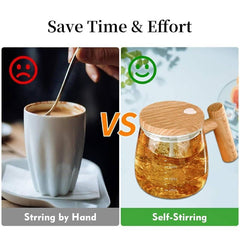 OYZEKX Electric Self-Stirring Coffee Mug Borosilicate Mixing Cup with Lid for Effortless Coffee, Milk, and Protein Powder Mixing at Home, Office, or Travel (400 ml)