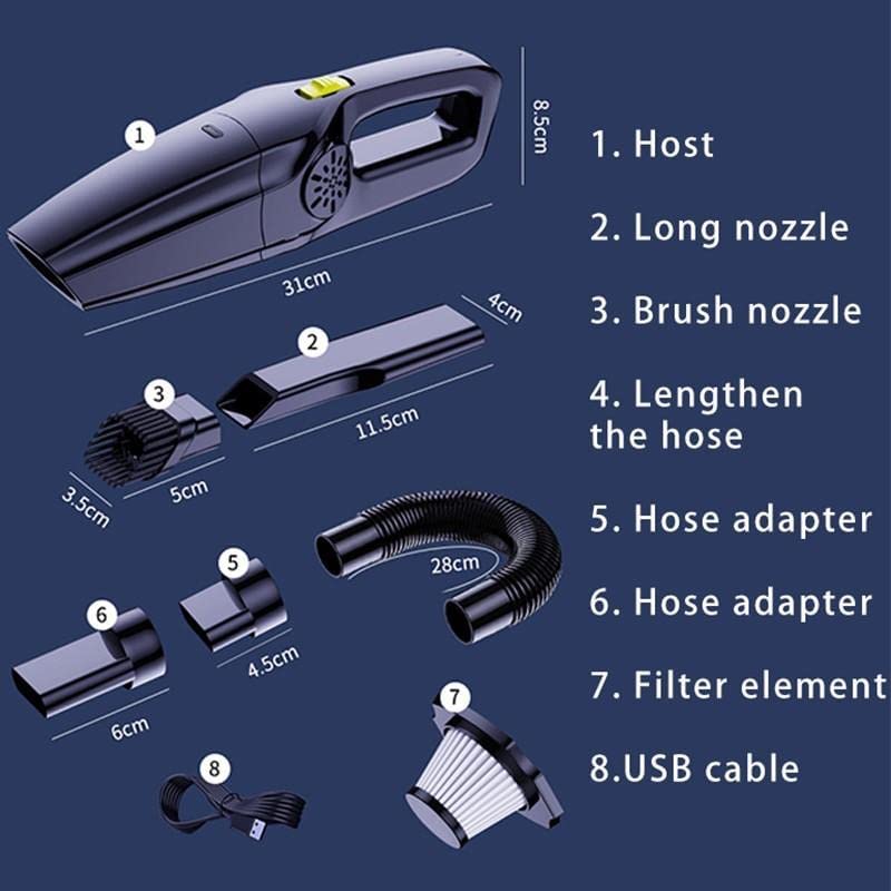 Cordless Vacuum for Home and Car 800W for Dry Vacuuming with USB Rechargeable Wireless Option (MoonBlack)