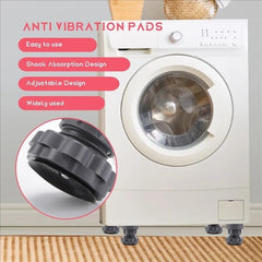 Washing Machine Vibration Pads, Floor Trays, Refrigerator Stand, Washing Machine Stand,Height Adjustment Feet for Refrigerators, Fridge Stands with Anti-Slip Rubber (4 Pcs Set) (Grey-Rubber)