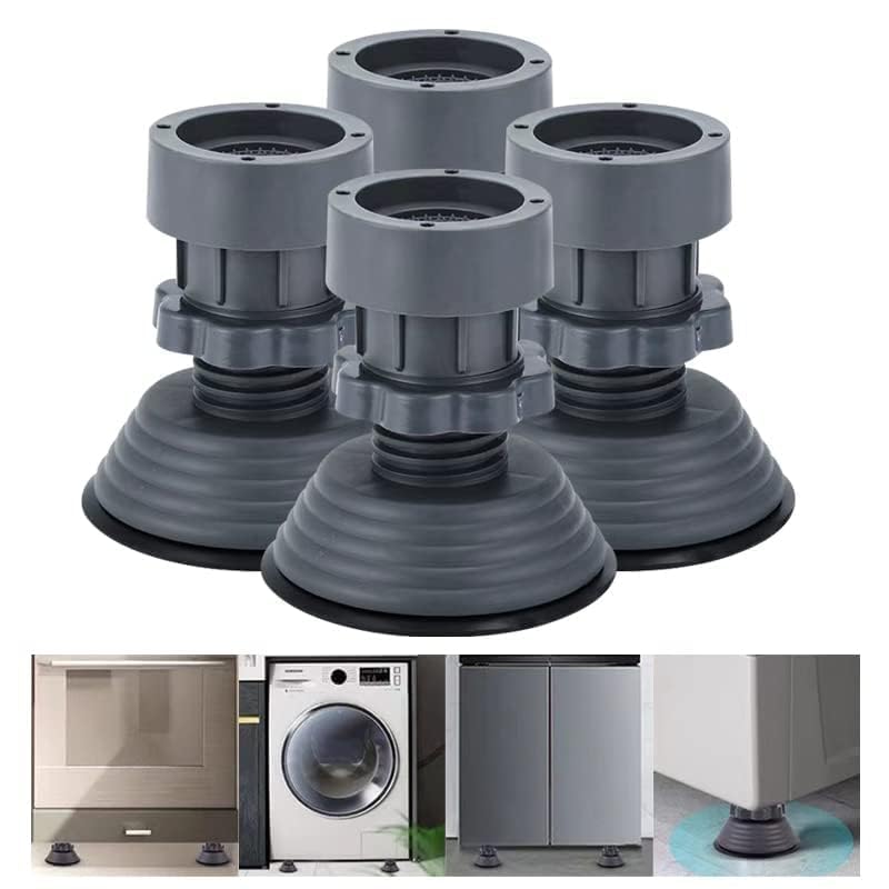 4 pcs Washing Machine Vibration Pads - Adjustable Dryer Shock & Noise Cancelling Pads, Anti Vibration Pads for Washing Machine Support, Height Adjustment Feet for Refrigerators
