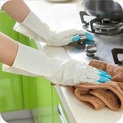 Reusable Heavy Duty Hand gloves for Dishwashing, gardening, kitchen cleaning Non-Slippery & Durable Long Elbow Length(Inner cotton lining for comfort