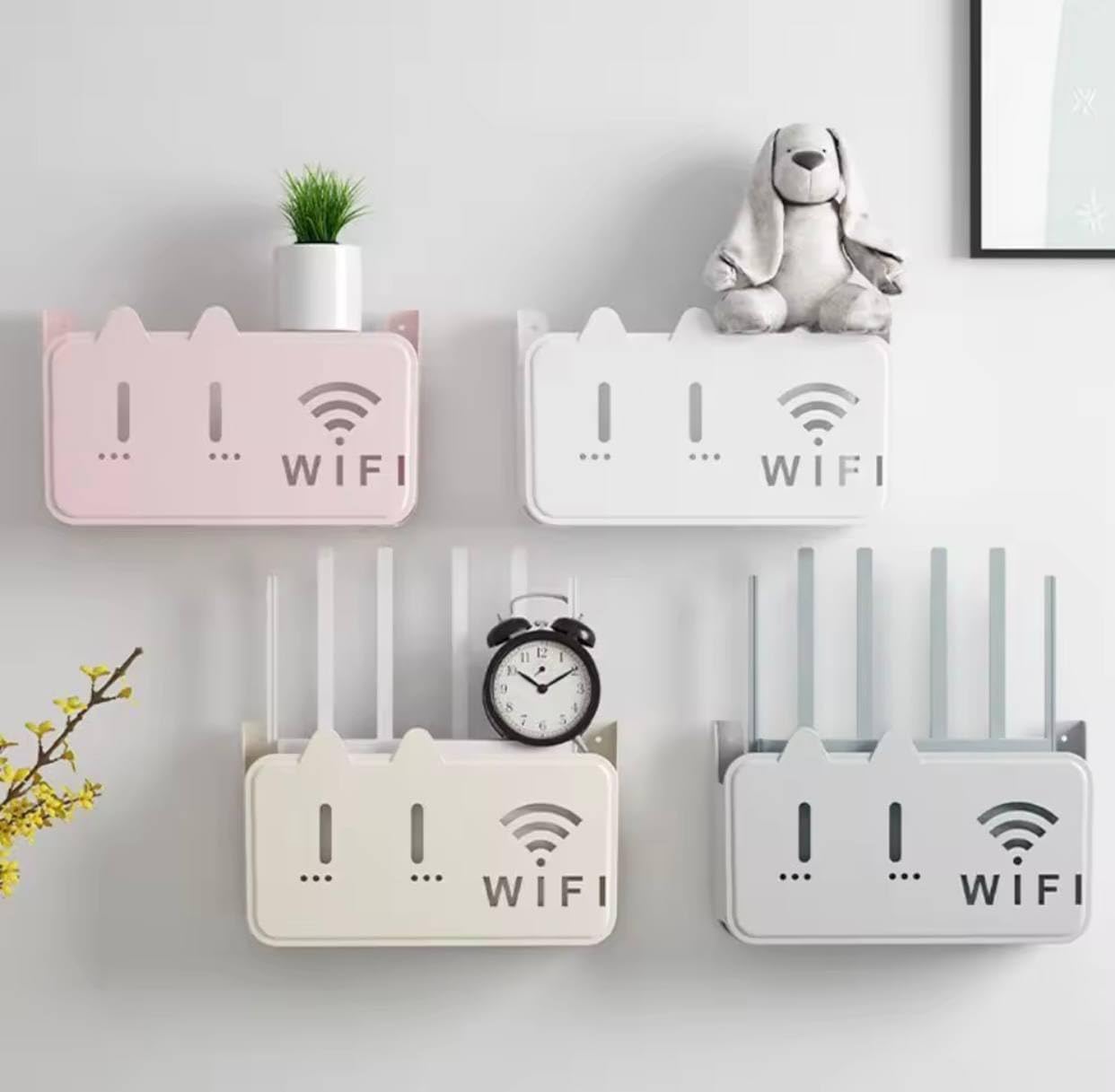 WiFi Router Shelf Storage Box, Wall Mount WiFi Router Stand Set Top Box Streaming Media Equipment Case, Set Top Box Shelf TV Wall Cabinet Living Room