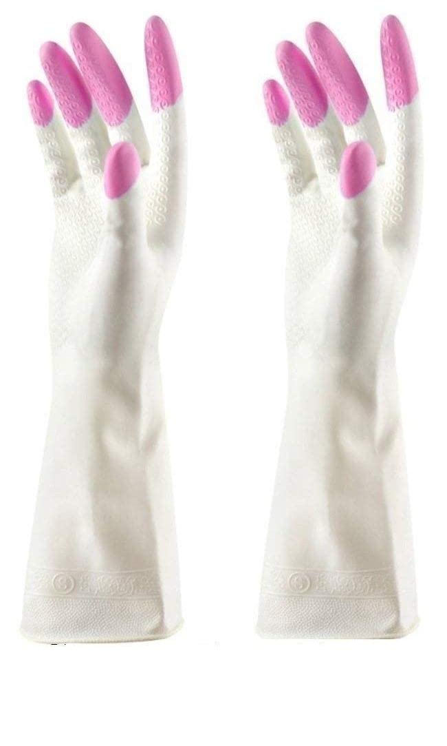 Reusable Heavy Duty Hand gloves for Dishwashing, gardening, kitchen cleaning Non-Slippery & Durable Long Elbow Length(Inner cotton lining for comfort