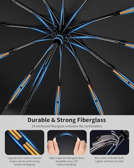 Umbrella for Men Women || Folding Umbrella With Carabiner Handle || 10 Reinforced Ribles || Windproof and Sunproof || Auto Umbrella Big Size for Men/Women/Kids (White)