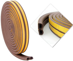 Door Seal D-Type Strip Weather Stripping Self Adhesive Foam for Doors and Windows, Soundproofing Weathers trip Gap Collision Avoidance (Pack of 2, Brown) (2)
