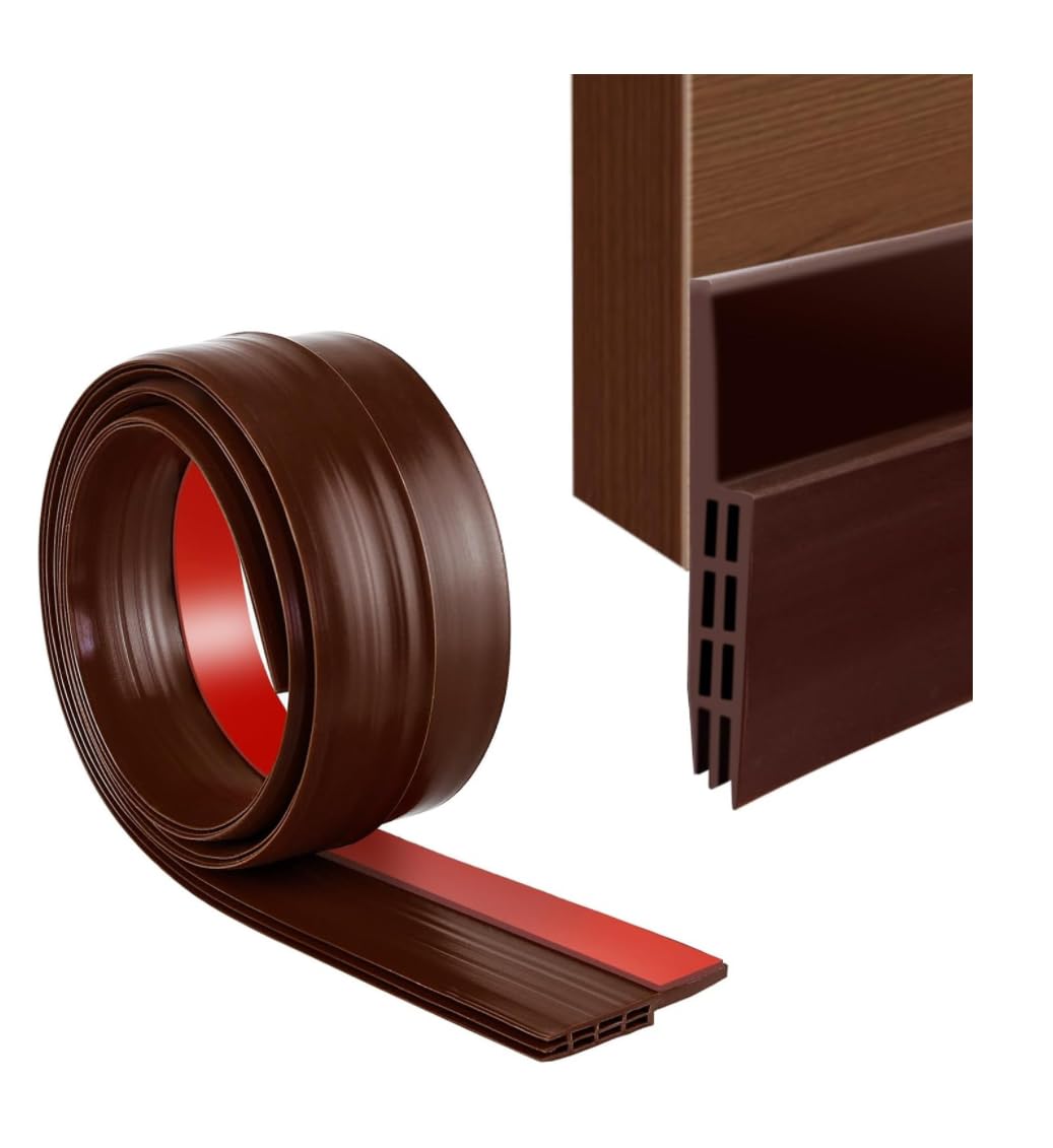 Silicon Bottom Sealing Strip Self Adhesive Door/Window Shield Tape Gap Filler Door Bottom Sealing Strip Guard Draft Stopper for Air Gap Cockroach, Insect, Bugs, Air & Dust (Brown)