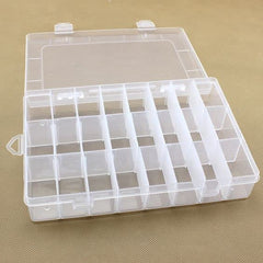 24 Grids Clear Plastic Organizer Box, BUG HULL Craft Storage Container Jewelry Box with Adjustable Dividers for Beads Art DIY Crafts Jewelry Fishing Tackle Metal Parts Accessories Screws Button